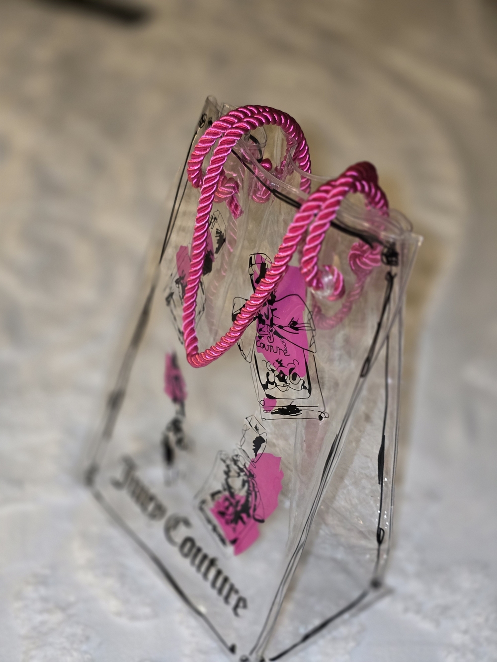 Juicy Couture Clear Pink Accent Tote Bag with Rope Handles - Picture 2 of 2